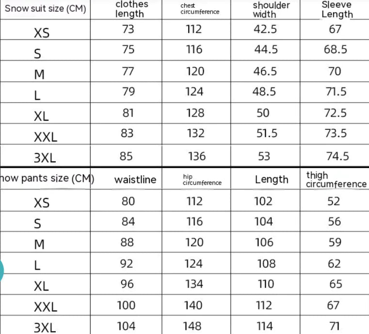 Combinaison de ski homme et femme