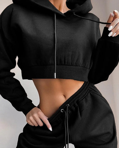 Survêtement d'hiver décontracté pour femmes : ensemble capuche et pantalon de jogging